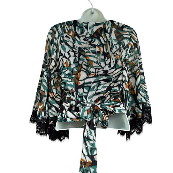 NWT Anthropologie Flutter-Sleeve Wrap Top Size Small Back-Tie Lace V-Neck - Picture 4 of 10